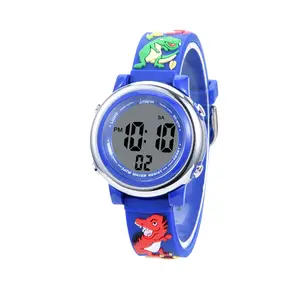 Alta calidad niños dibujos animados niños digital colorido reloj de pulsera impermeable 7 colores luces niños juguetes regalos para niñas