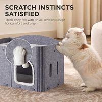 Maison pour chat écologique et adorable pour chats d'intérieur, extra large, résistante aux griffures, en feutre, avec boule moelleuse et tunnel