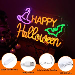 Happy Halloween neon LED indoor hanging shop <b>window</b> decoration <b>light</b> atmosphere <b>light</b> indicator <b>light</b> street luminous sign 5V12V - Product Image 2