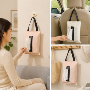 <span class=keywords><strong>Porte</strong></span>-mouchoirs de <span class=keywords><strong>voiture</strong></span> suspendu élégant et imperméable avec pompon, poignée en cuir fixée par bouton, support de mouchoirs de luxe - Product Image 1