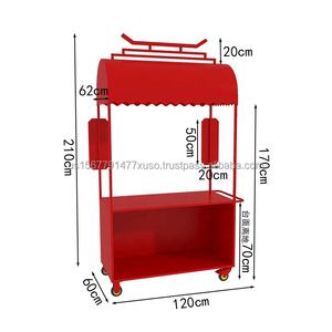 Nouveau stand de marché extérieur en acier inoxydable résistant à la rouille à 3 roues, kiosque à café de rue, stand de restauration mobile, chariot à snack, chariot à pizza - Product Image 6