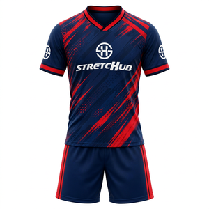 Conjunto Deportivo Unisex, Camiseta con Cuello en V, Manga Corta, Secado Rápido, Transpirable, Poliéster, Diseño Deportivo con Estampado en Degradado de Color - Product Image 1