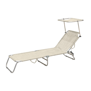 Sdraio Pieghevole con Tettoia Parasole 180x55x90 Cm Capacità 120 Kg Sedia a Sdraio da Giardino per Uso Esterno - Product Image 2