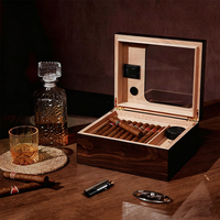 Nuevo Humidor de Madera Lacada JH con Capacidad para 25 Accesorios para Cigarros, Estilo Americano, Resistente a la Humedad, Ecológico, Caja para Cigarros de Escritorio