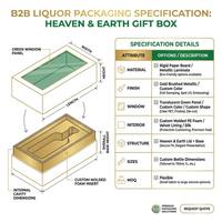 Boîte cadeau de luxe personnalisée en carton rigide deux pièces pour bouteille de vin, avec fenêtre dorée mate et insert en mousse, emballage haut de gamme pour spiritueux