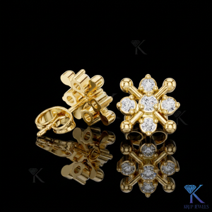 Lab Grown Diamond Geometric Cross <b>Stud</b> Earrings 14K 18K Solid Gold 5 Stone Cluster Fine Women Jewelry Bridal Anniversary Gift - Product Image 1