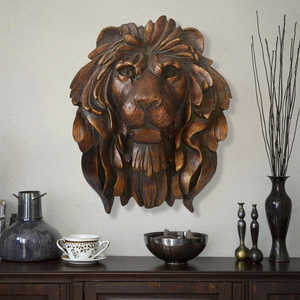 Decoración de pared de cabeza de león de cobre antiguo duradero, artesanías de resina 3D, artesanías montadas en la pared de animales salvajes africanos para sala de estar Bar - Product Image 1