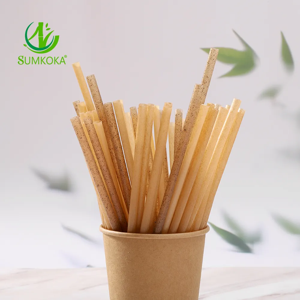 100% Natural Arrowed Mouth 6Mm 8Mm 12Mm Bagasse Drinking Straws For Juice