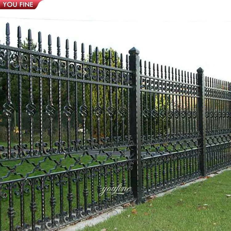 Custom Outdoor Steel Black Garden Wrought Iron Fence Panels for Sale