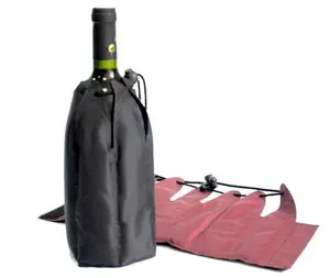 畅销可重复使用的葡萄酒冰柜凝胶酒瓶Coo葡萄酒冷却器酒瓶冷却器冰袋带绳扣