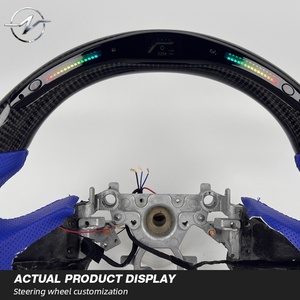 Volant de direction en cuir perforé bleu personnalisé pour voiture de sport, avec LED et <span class=keywords><strong>fibre</strong></span> de carbone, garantie 5 ans pour Infiniti - Product Image 2
