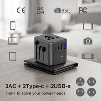 Adaptateur de prise universel 45W, chargeur de voyage avec 2 USB-C et 2 USB-A, mini charge rapide pour les voyages d'affaires, MacBook, téléphone, ordinateur portable
