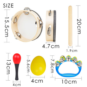 Ensemble d'instruments de musique Orff, combinaison de cinq pièces, kit d'instruments de percussion professionnels pour l'éducation musicale, 6 pouces - Product Image 2