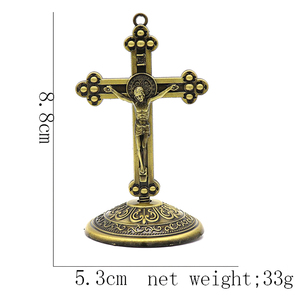 재고 공예 BZR21539 홈 장식을위한 기초 골동품 청동 도금 색상 가톨릭 십자가 - Product Image 6