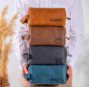 Großhandel benutzer definierte Logo personal isierte Männer PU Leder Kultur beutel Groom smen Geschenke Jubiläums geschenk für ihn Abschluss geschenk - Product Image 1