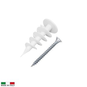 Nylon Spiral Plugs 4.5x30 Mm With Steel Screws For Plasterboard Fixing 100 Pcs - Product Image 2