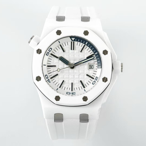 Relojes mecánicos de 42 mm, reloj automático de cerámica blanca de lujo para hombre, reloj de buceo con correa de goma, deportivo automático - Product Image 1