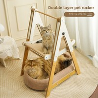 Hamac balançoire pour chat Miao Xianer, respirant, à deux niveaux, en chanvre, panier suspendu quatre saisons, lit à bascule surélevé pour animaux de compagnie