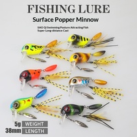 Leurre de surface Micro Minnow 38mm/5g avec lame rotative à plumes pour la pêche au bar, à la perche et à la truite en eau douce