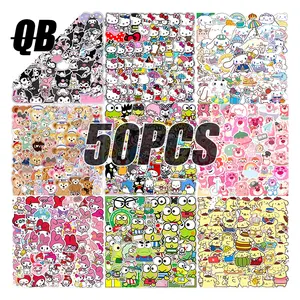 50Pcs Fashion Cartoon Kawaii Sanrio Melody Kuromi Kitty Stickers Pack For Children Girl Scrapbook Diary Decor Wholesale