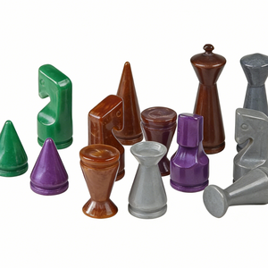 Set di Scacchi in Resina Direttamente dalla Fabbrica, Splendide Figure Blu Tonalità Re Regina Cavaliere Vescovo Sculture - Product Image 3