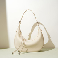 Sac demi-lune de luxe silencieux pour femme en cuir véritable pleine fleur, sacoche minimaliste en cuir de vachette souple, sac à bandoulière et sacoche croisée