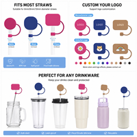 Cache-paille en silicone personnalisé avec logo, réutilisable, anti-poussière, pour accessoires de gobelets