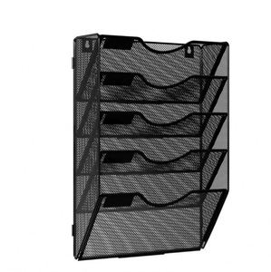 5-Tier Magazine File Holder A4 <b>Wall</b> Mounted Document Mesh Magazine Rack File Organiser Office Stationery Supplies <b>Desk</b> Organiser - Product Image 3