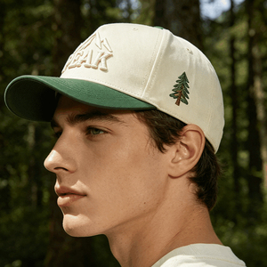 Gorra <span class=keywords><strong>de</strong></span> Béisbol <span class=keywords><strong>de</strong></span> Algodón Bordada con Diseño 3D <span class=keywords><strong>de</strong></span> Pino y Montaña PEAK, Bicolor Verde Crema, para Exteriores, Venta al por Mayor - Product Image 4
