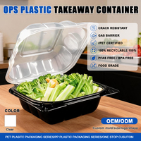 Récipient alimentaire en plastique OPS carré transparent jetable avec couvercle à charnière pour l'emballage de nouilles de gâteau de bonbons à salade