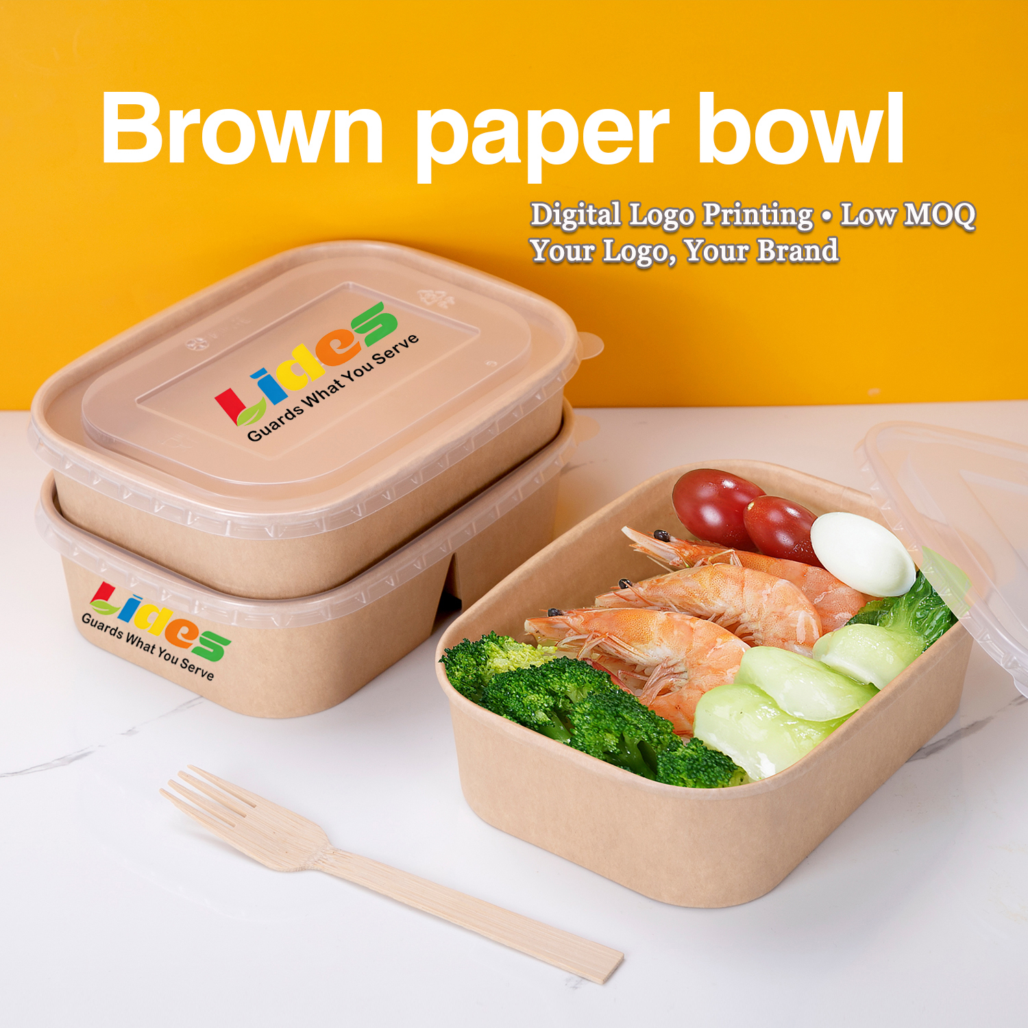 Disposable Eco-Friendly Rectangle Paper Bowl Shallow Plate Takeout Bento Box-Commercial Grade Custom Logo Lunch Box