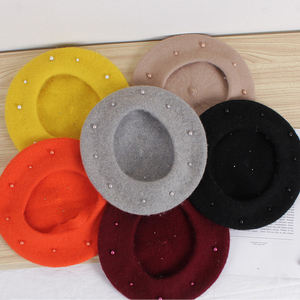 Chapeau de peintre pour enfants mignon de mode petites filles chapeau de béret perlé perle jaune pour les enfants - Product Image 4