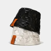 Instock frete grátis gorras-al-por-prefeito atacado personalizado private label pu de couro preto balde chapéus balde chapéu do inverno