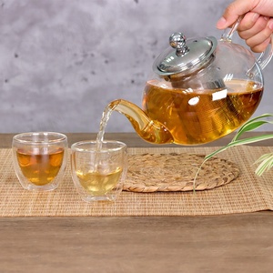 Strong Borosilicate Clear 400ml/600ml/800ml <strong>Teapot</strong> Tea <strong>Set</strong> Warmer Infuser Double Wall Cups Glass <strong>Teapot</strong> <strong>Sets</strong> - Product Image 3
