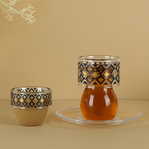 Taza de café de patrón exquisito de estilo turco, juego creativo de taza de té y platillo árabe hermoso para regalos de negocios - Product Image 3