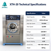 Laveuse-essoreuse-sécheuse électrique XTH 20 kg entièrement automatique 3-en-1 pour petits hôtels et usage domestique