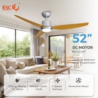 Nouveau produit 2026 – Ventilateur de plafond CE RoHS à courant continu, flux inversé, 5 vitesses, pales en ABS, économie d'énergie, avec télécommande et lumière intégrée