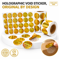 Autocollant holographique doré auto-adhésif, étiquette de sécurité anti-effraction ronde pour boîte d'emballage, impression personnalisée en gros