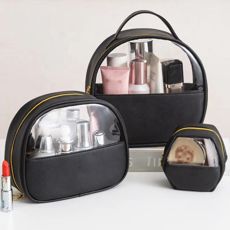 Tas Perlengkapan Mandi Bepergian Kulit PU Transparan Tahan Air Tas Kosmetik Makeup Washbag Pvc Bening atau Tas Tunggal Dijual