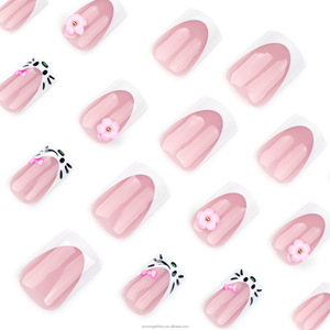 Uñas Acrílicas al por Mayor, Diseño Gatitos con Lazo <span class=keywords><strong>Rosa</strong></span> Francés, Uñas Artificiales, Uñas Postizas - Product Image 4