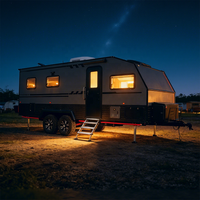 Caravane moderne légère HONLU avec toit relevable, suspension tout-terrain, système de panneaux solaires, caravane-camping-car