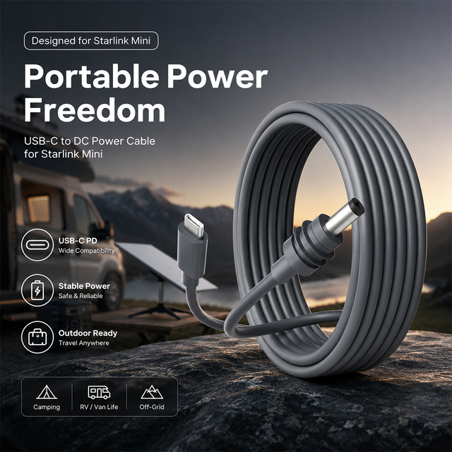 PD Smart Power Cable 100W Fast Charging Support 20V 5A DC Type-C Cable for Vanlife Starlink Mini Power Supply