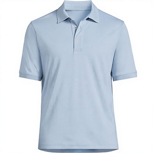Polo de Manga Corta Azul Claro para Hombre, Corte Regular, Algodón Piqué, Estilo Casual con Botones, Color Sólido, Transpirable, Tejido de Punto - Product Image 1