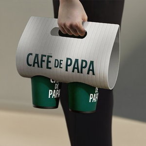 Portador de café para llevar personalizado, portador de bebidas plegable, bandeja portadora de 2 tazas, portavasos de papel <span class=keywords><strong>Boba</strong></span>, caja de transporte de bebidas con asa - Product Image 3