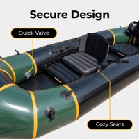 Bateau gonflable pliable léger en TPU pour 2 personnes, idéal pour la randonnée, le camping et les traversées sur le terrain, avec garantie de 3 ans