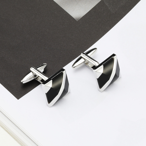 OBジュエリー-シルバーメタル男性ジュエリーカフリンクス白または黒石スプライシングカフリンクス最新スクエアカフリンクスメンズシャツ - Product Image 4