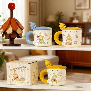 Mug en céramique mignon de 400 ml avec couvercle pour boissons chaudes/froides - Cadeau d'affaires, gobelet chaud et froid - Product Image 1