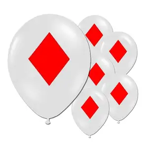 Balon Pesta Casino 12 Inci Balon Lateks Poker Kreatif Sekop Persegi Peach Blossom Balon untuk Selamat Ulang Tahun
