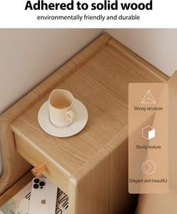 CTG035 Narrow Solid Rubber Wood Nightstand with 3 Drawers Modern <strong>Skinny</strong> <strong>Bedside</strong> <strong>Table</strong> for Bedroom (Fully Assembled) - Product Image 4