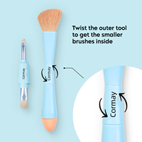 Doublure de sourcils rétractable blush ombre à paupières correcteur éponge pinceau pour femmes filles lieu de travail à domicile multi-tâches 4 en 1 pinceau de maquillage